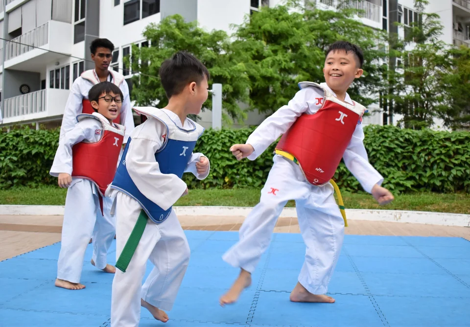 Children doing Taekwondo Sparring Training in Singapore