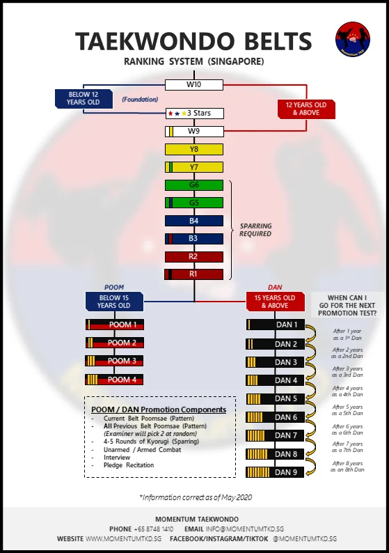 Taekwondo belt ranking singapore