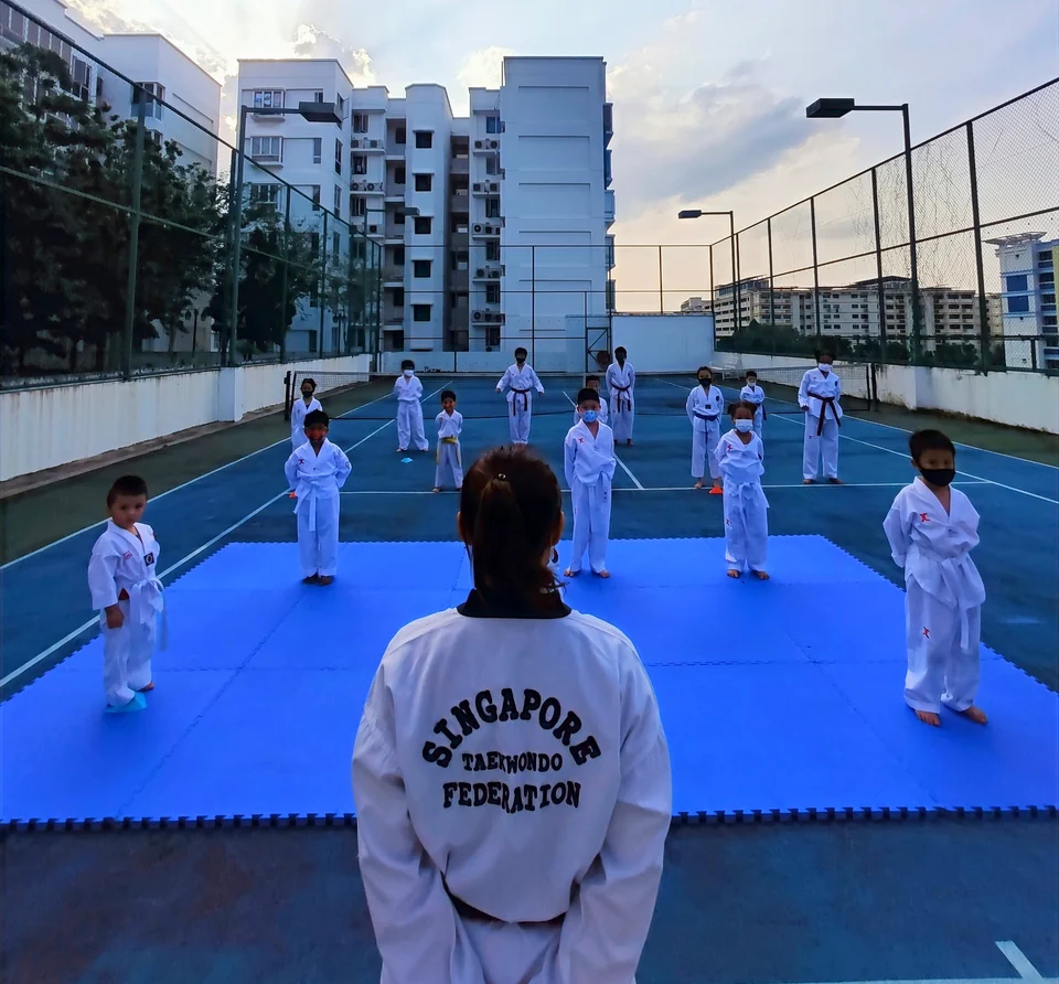 Children practicing Taekwondo in Singapore